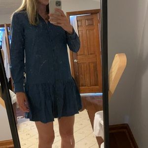 Chambray Button Down Flounce Dress